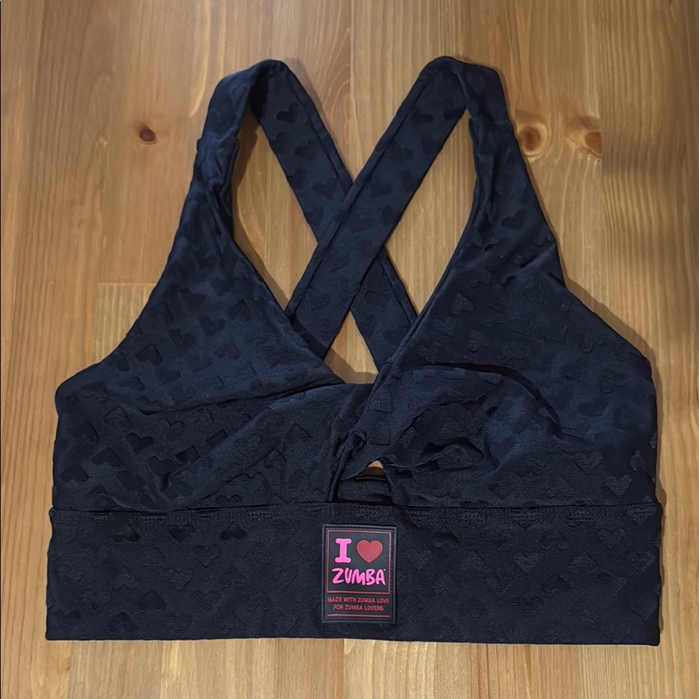 Zumba Fitness Sports Bra with Heart Pattern